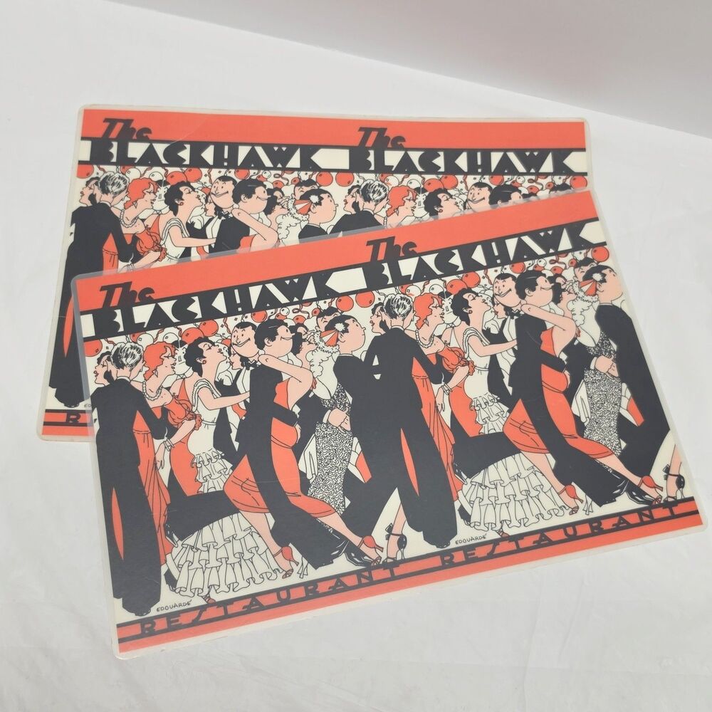Vintage 1942 BLACKHAWK Restaurant Dining Room Laminated Menu Placemats Chicago